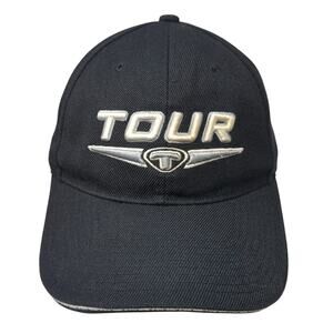 Tour Strapback Baseball Hat Black One Size Adjustable Embroidered